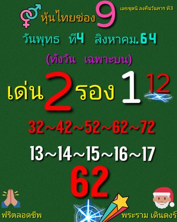 หวยหุ้น 4/8/64 ชุดที่ 9