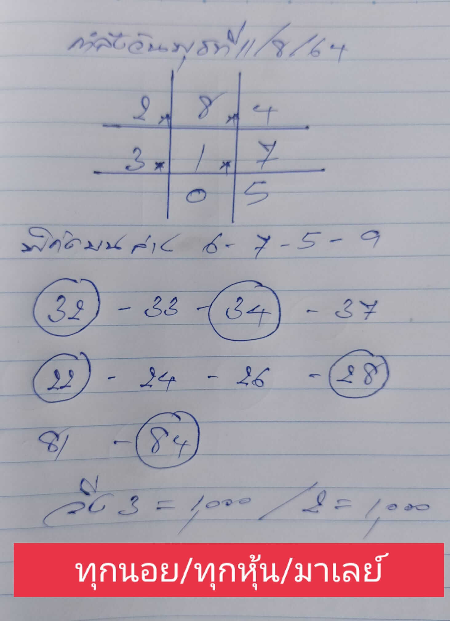 หวยฮานอย 11/8/64 ชุดที่ 2
