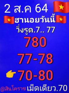 หวยฮานอย 2/8/64 ชุดที่ 8
