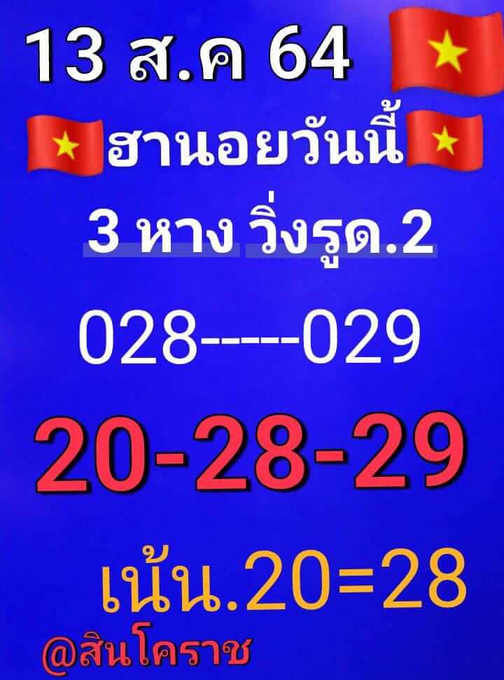 หวยฮานอย 13/8/64 ชุดที่ 8