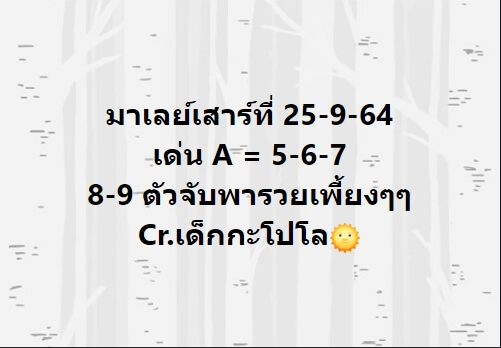 หวยมาเลย์ 25/9/64 ชุดที่ 8