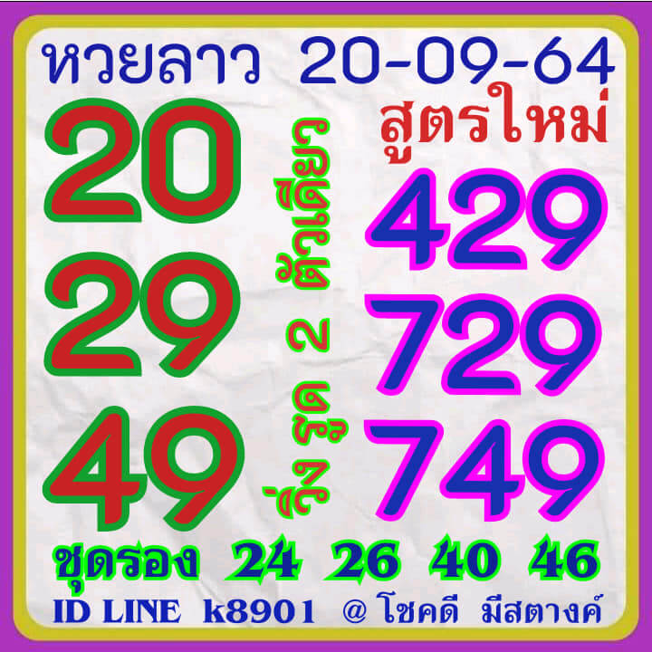 หวยลาว 20/9/64 ชุดที่ 1