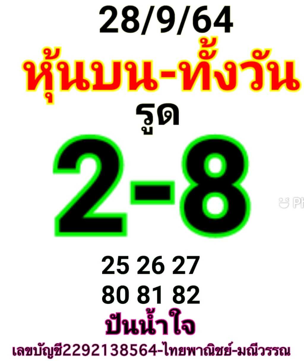 หวยหุ้น 28/9/64 ชุดที่ 9