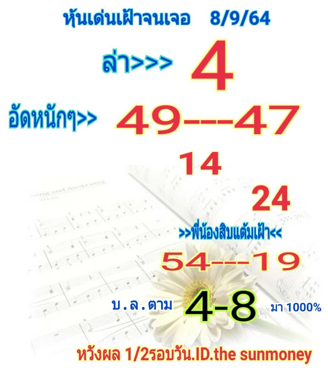 หวยหุ้น 8/9/64 ชุดที่ 8