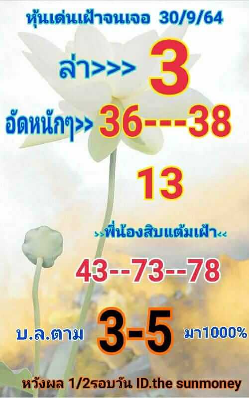 หวยหุ้น 30/9/64 ชุดที่ 6