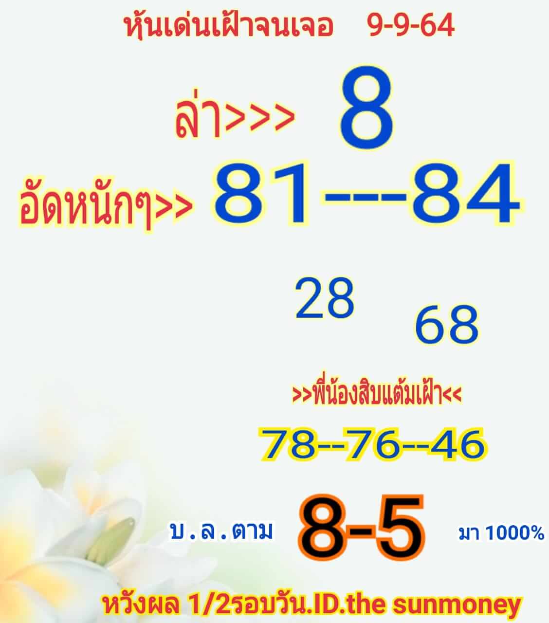 หวยหุ้น 9/9/64 ชุดที่ 6