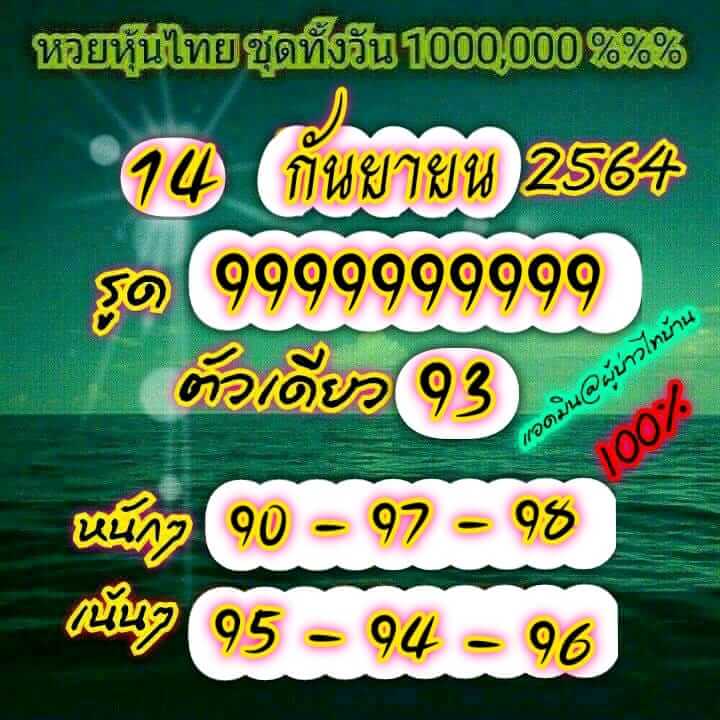 หวยหุ้น 14/9/64 ชุดที่ 6