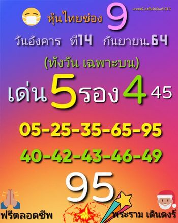 หวยหุ้น 14/9/64 ชุดที่ 4