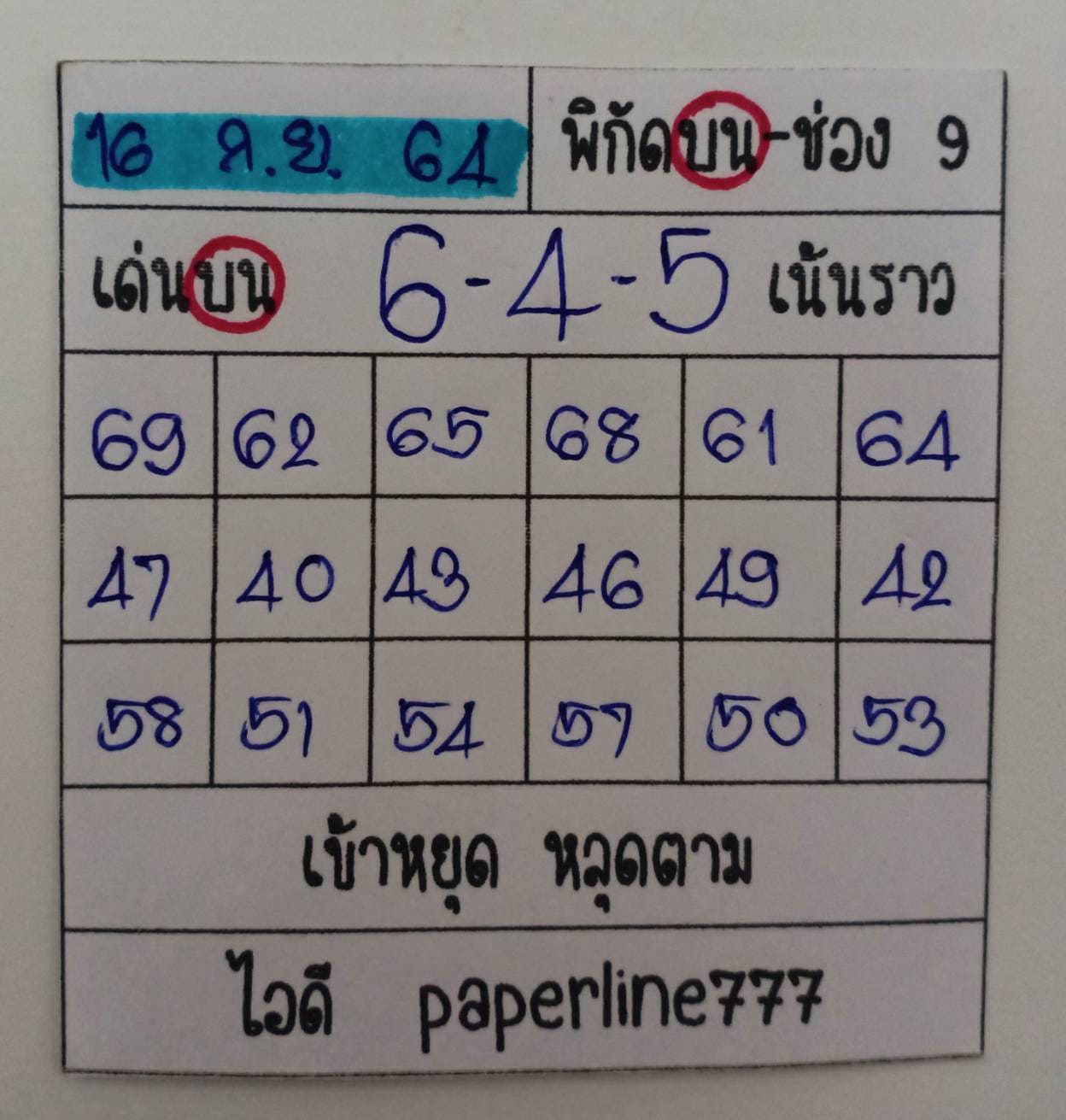 หวยหุ้น 16/9/64 ชุดที่ 9