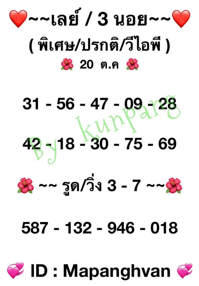 หวยมาเลย์ 20/10/64 ชุดที่ 9