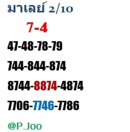 หวยมาเลย์ 2/10/64 ชุดที่ 2