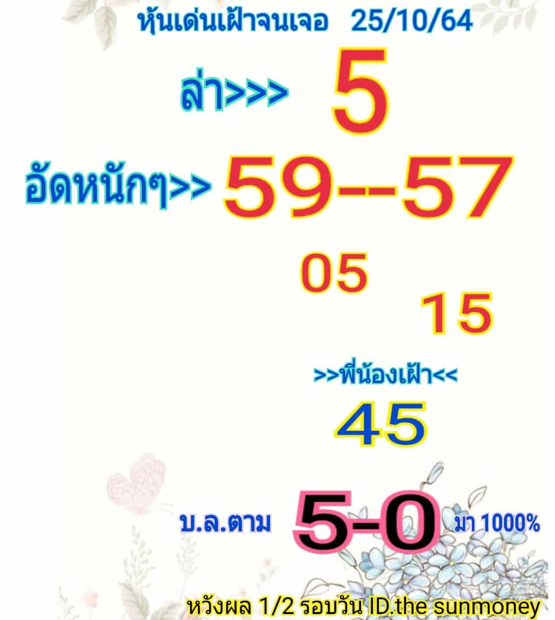 หวยหุ้น 25/10/64 ชุดที่ 8