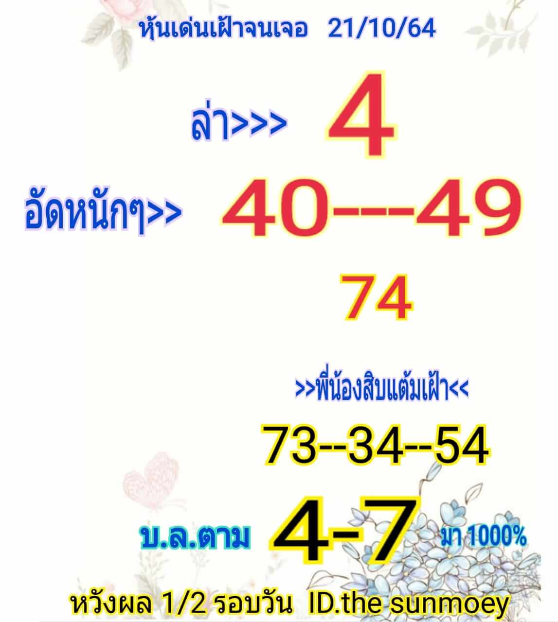 หวยหุ้น 21/10/64 ชุดที่ 4