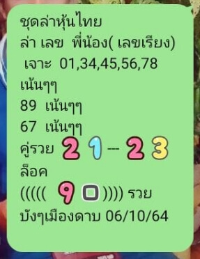 หวยหุ้น 6/10/64 ชุดที่ 3