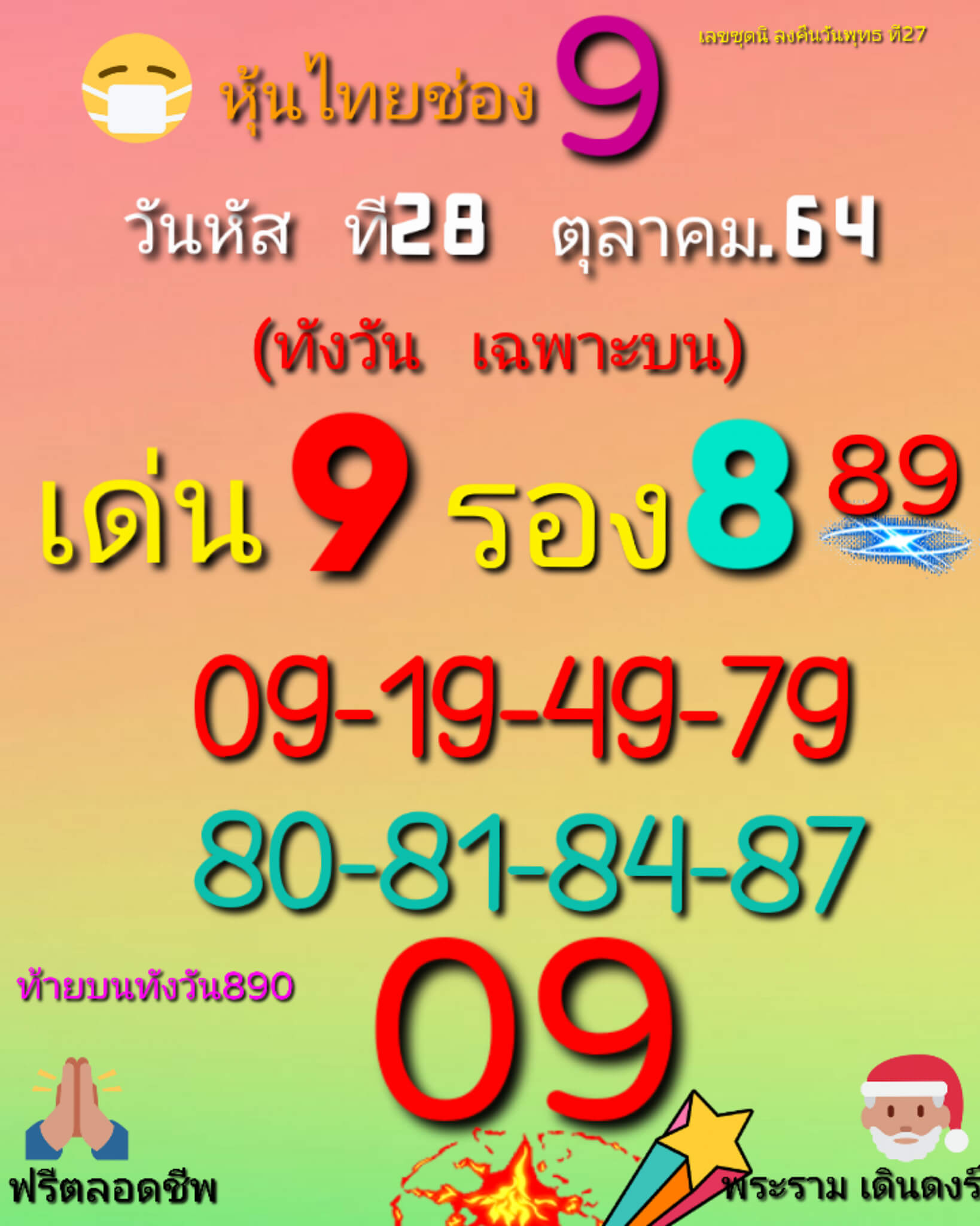 หวยหุ้น 28/10/64 ชุดที่ 1