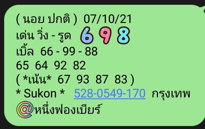 หวยฮานอย 7/10/64 ชุดที่ 6