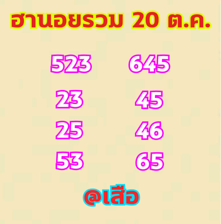 หวยฮานอย 20/10/64 ชุดที่ 5