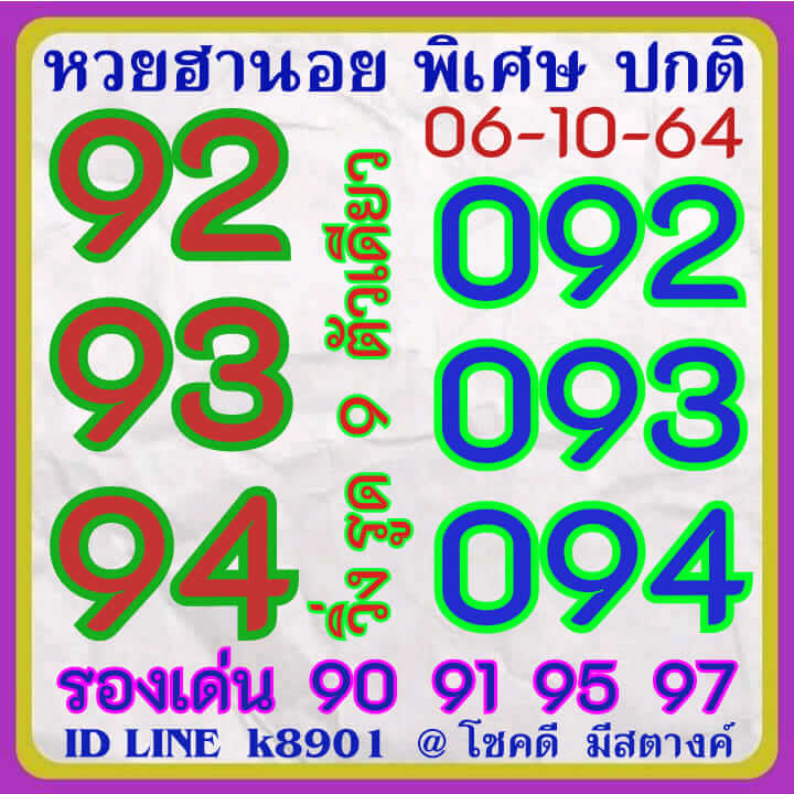 หวยฮานอย 6/10/64 ชุดที่ 4