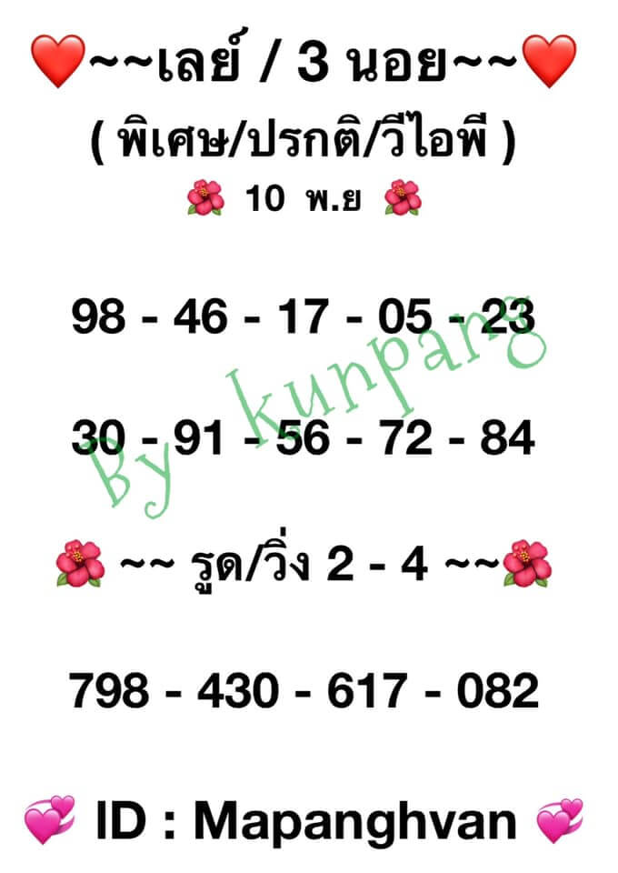 หวยมาเลย์ 10/11/64 ชุดที่ 6