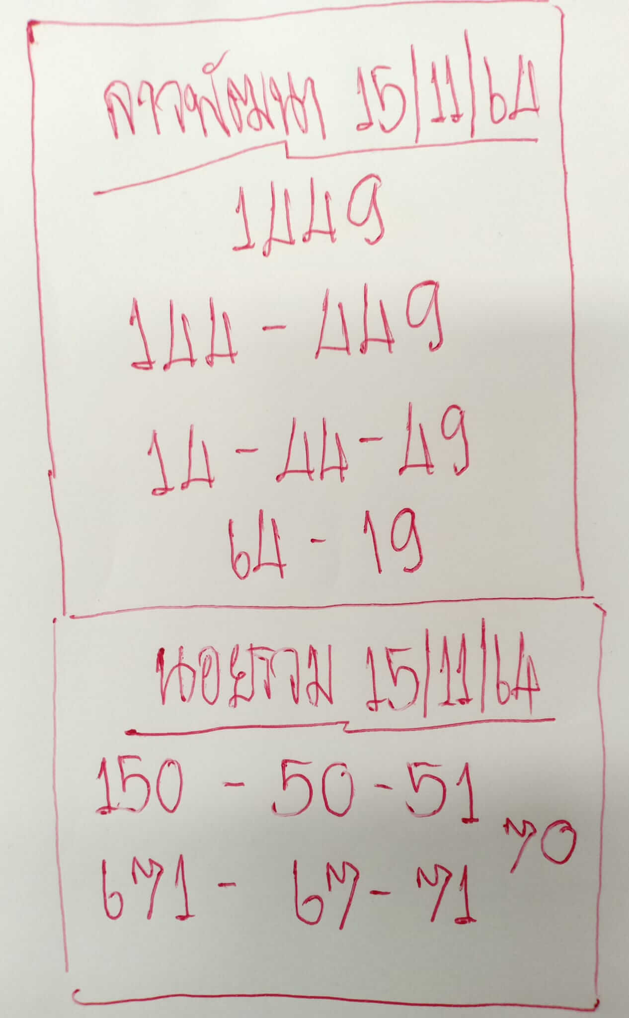 หวยลาว 15/11/64 ชุดที่ 6