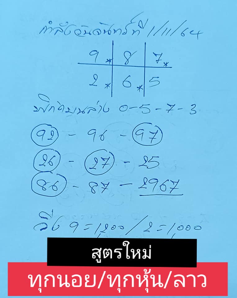 หวยลาว 1/11/64 ชุดที่ 3