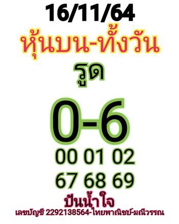 หวยหุ้น 16/11/64 ชุดที่ 10