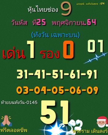 หวยหุ้น 25/11/64 ชุดที่ 6