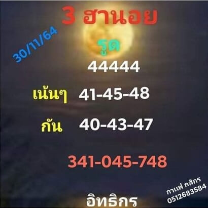 หวยฮานอย 30/11/64 ชุดที่ 2