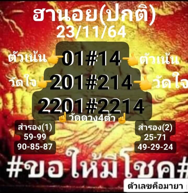 หวยฮานอย 23/11/64 ชุดที่ 2