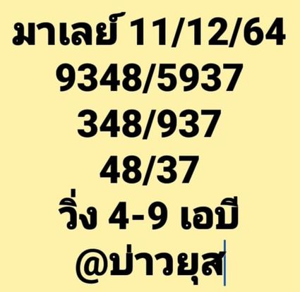 หวยมาเลย์ 11/12/64 ชุดที่ 5