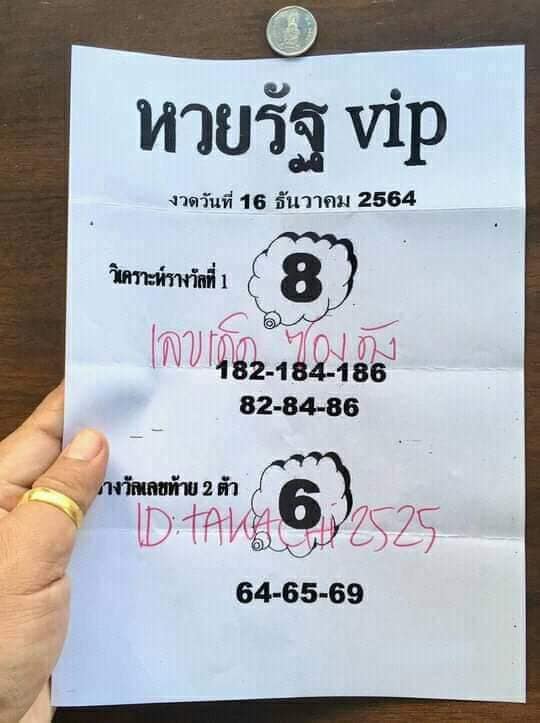 หวยรัฐ VIP 16/12/64