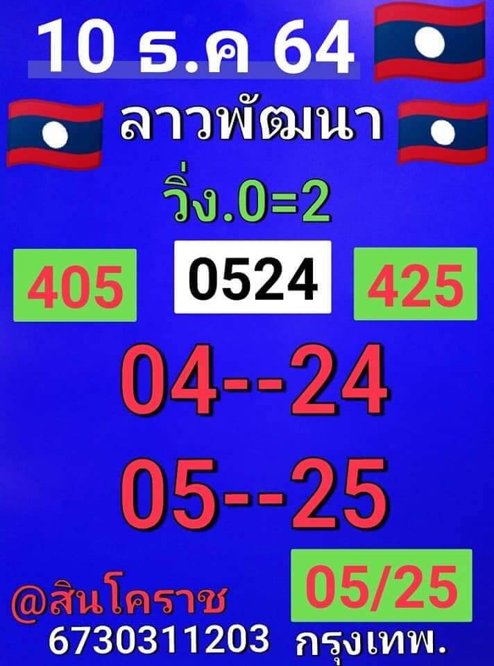 หวยลาว 10/12/64 ชุดที่ 6