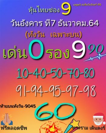 หวยหุ้น 7/12/64 ชุดที่ 2