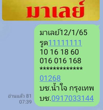 หวยมาเลย์ 12/1/65 ชุดที่ 10