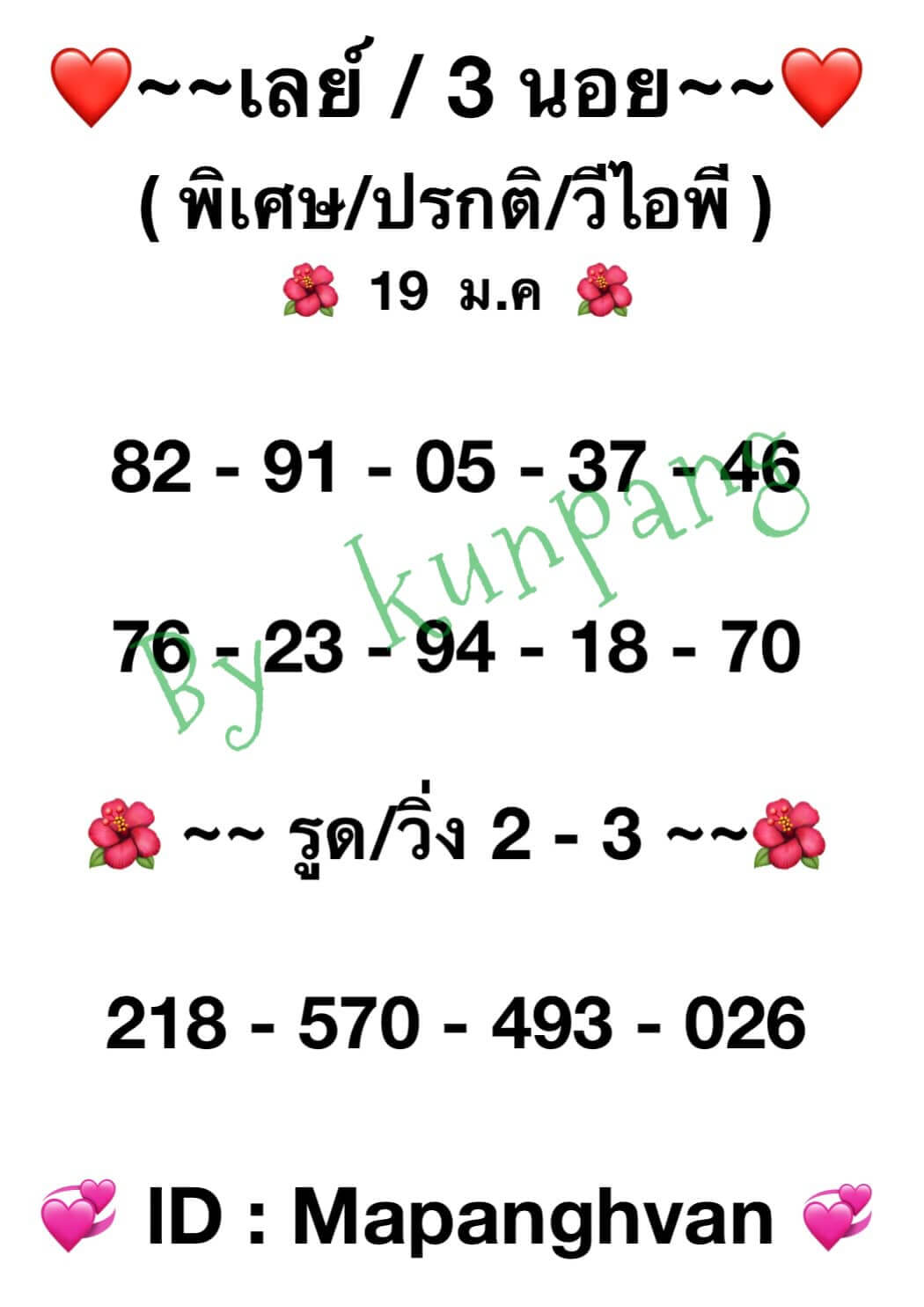 หวยมาเลย์ 19/1/65 ชุดที่ 7