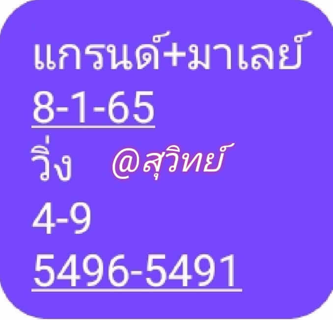 หวยมาเลย์ 8/1/65 ชุดที่ 7