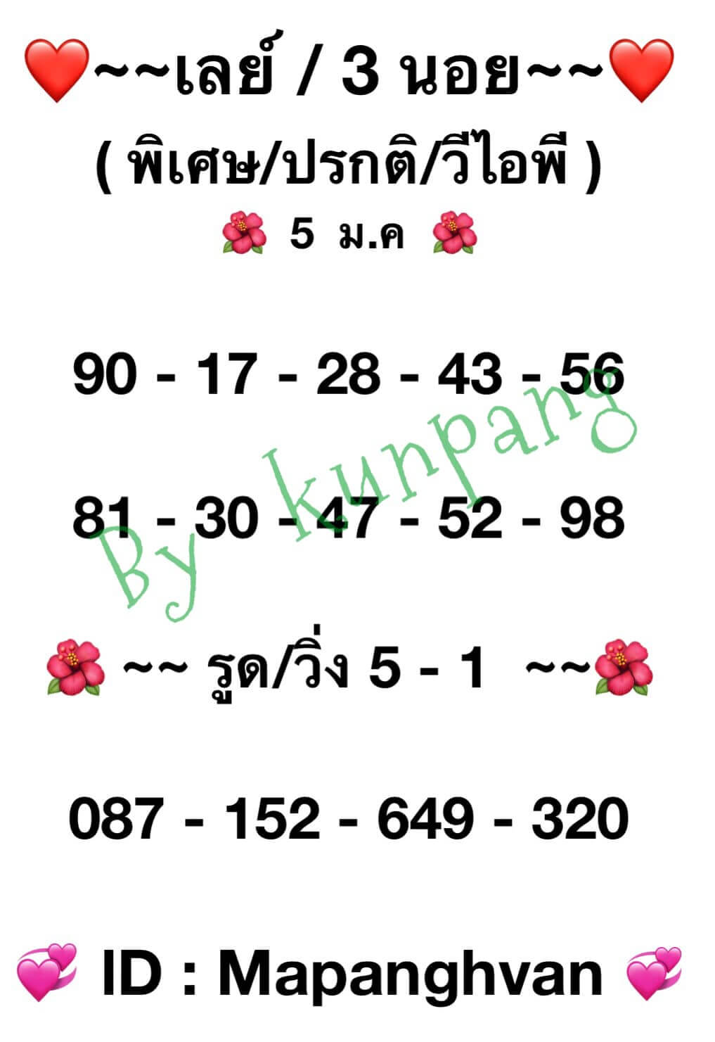 หวยมาเลย์ 5/1/65 ชุดที่ 1