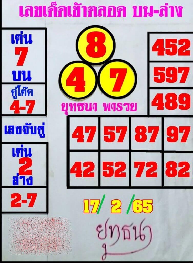 หวยยุทธนาพารวย 17/2/65