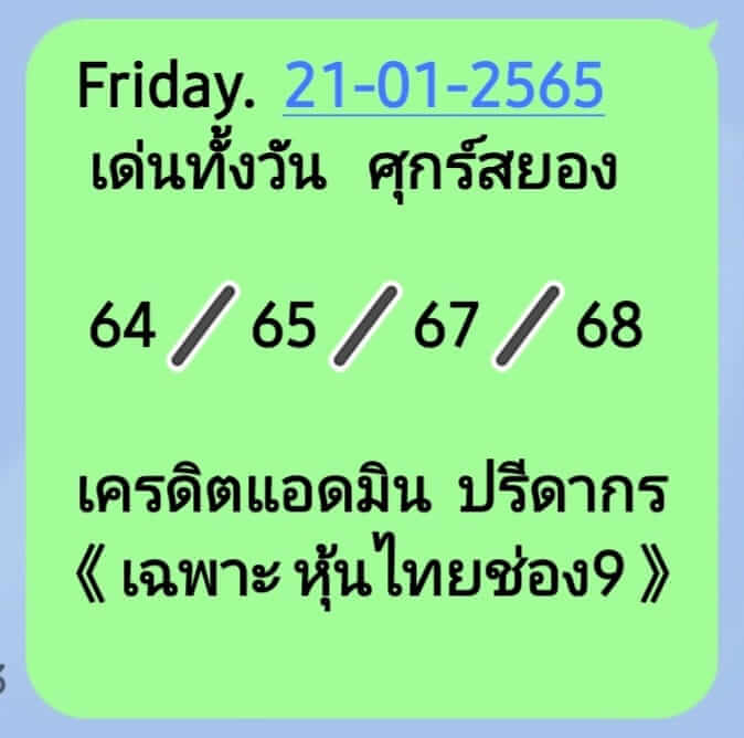 หวยหุ้น 21/1/65 ชุดที่ 9