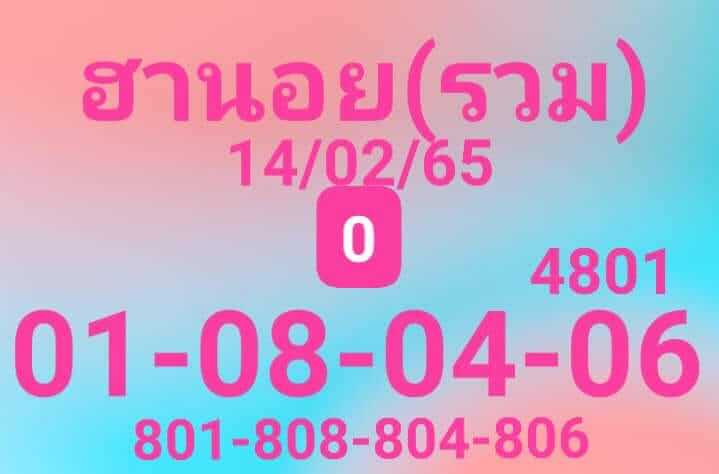 หวยฮานอย 14/2/65 ชุดที่ 8