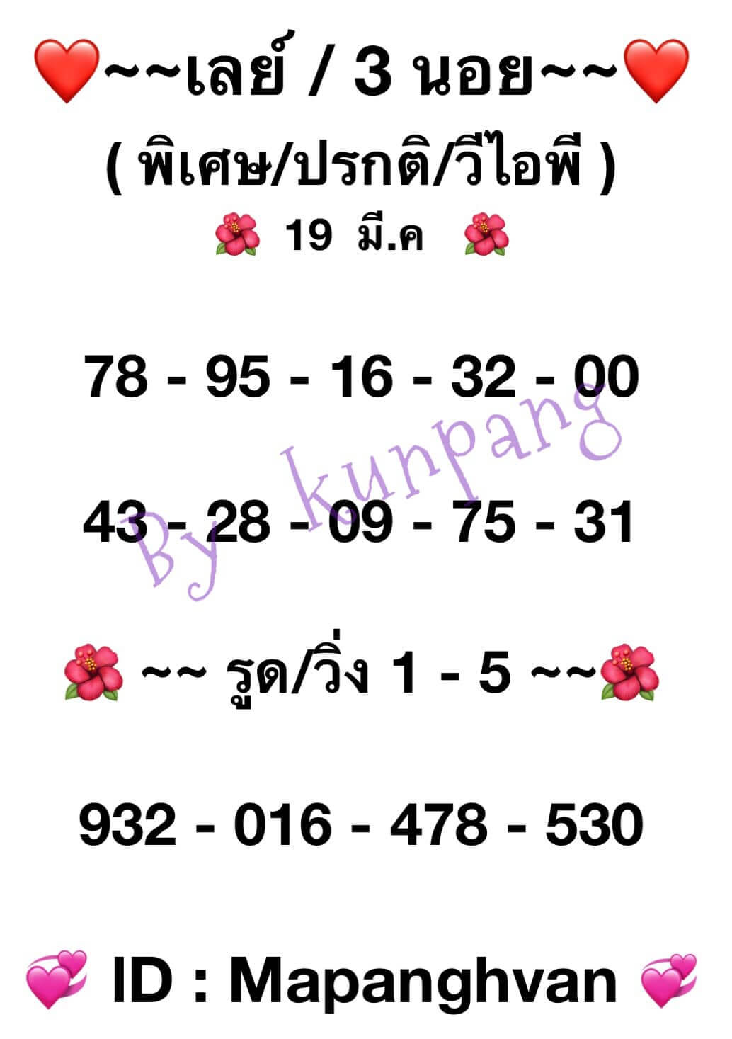 หวยมาเลย์ 19/3/65 ชุดที่ 8