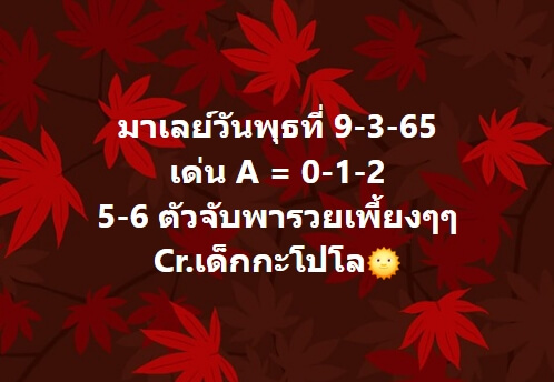 หวยมาเลย์ 9/3/65 ชุดที่ 4