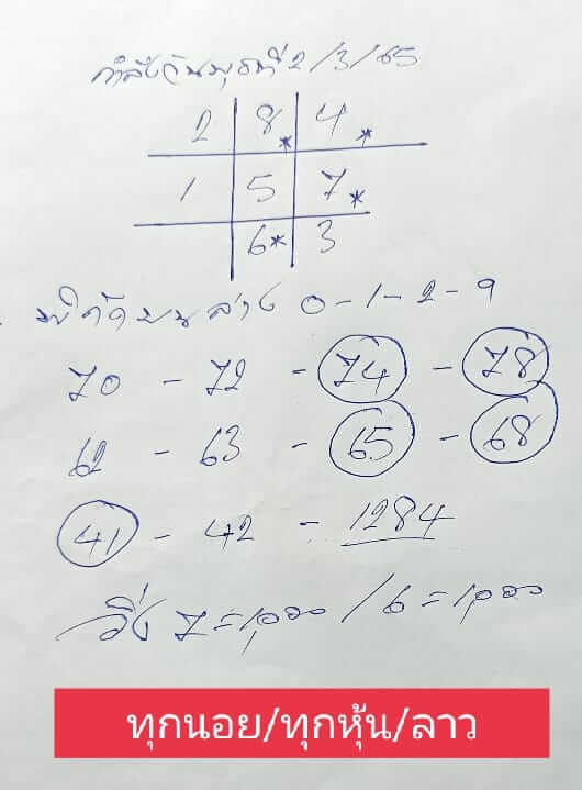 หวยลาว 2/3/65 ชุดที่ 1