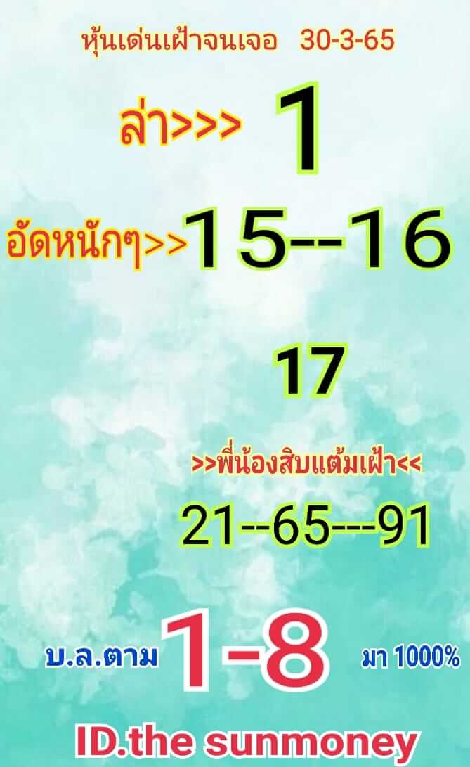 หวยหุ้น 30/3/65 ชุดที่ 6