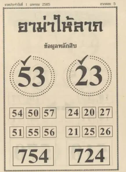 หวยอาม่าให้ลาภ 1/4/65