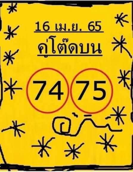 หวยคู่โต๊ดบน 16/4/65