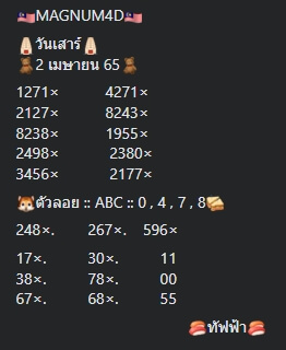 หวยมาเลย์ 2/4/65 ชุดที่ 1