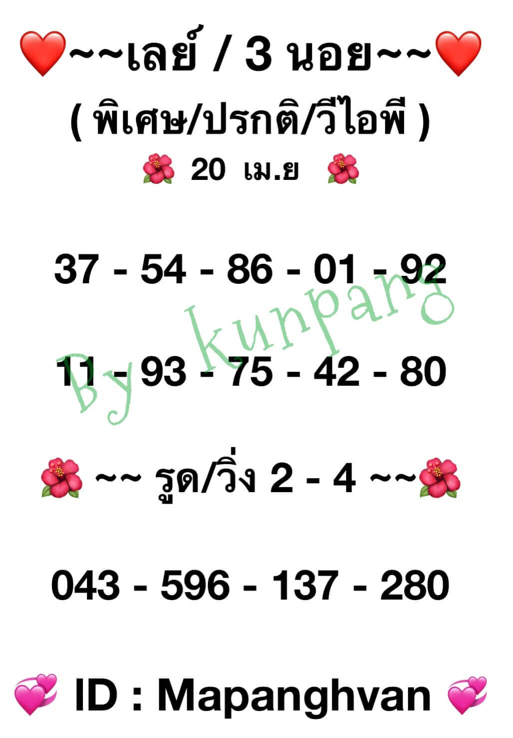 หวยมาเลย์ 20/4/65 ชุดที่ 3