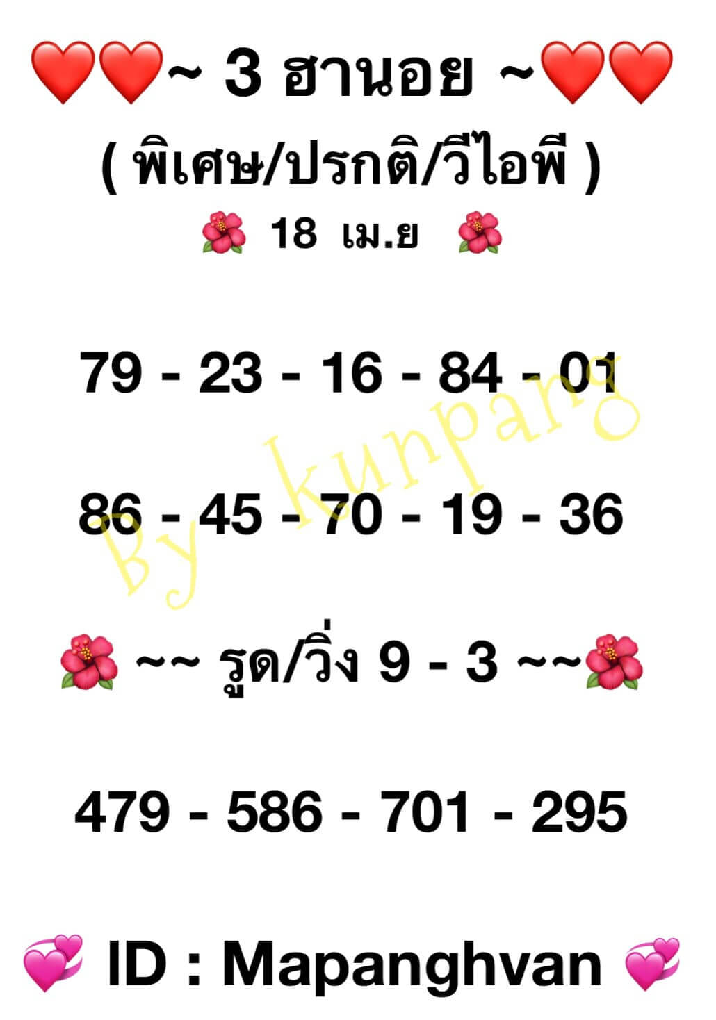หวยฮานอย 18/4/65 ชุดที่ 3