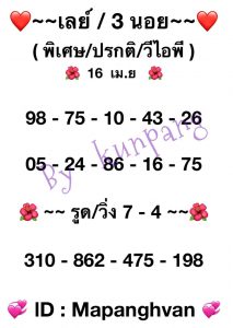 หวยฮานอย 16/4/65 ชุดที่ 3